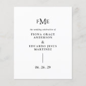 Fiona Black and White Bold Monogram Modern Wedding Flyer (Vorne)