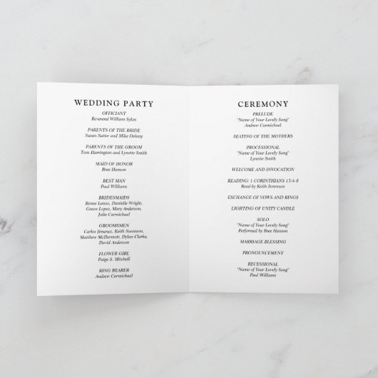 Fiona Black and White Bold Monogram Modern Wedding Programm (Innenseite)