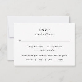 Fiona Black and White Bold Monogram Modern Wedding RSVP Karte
