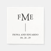 Fiona Black and White Bold Monogram Modern Wedding Serviette (Vorderseite)