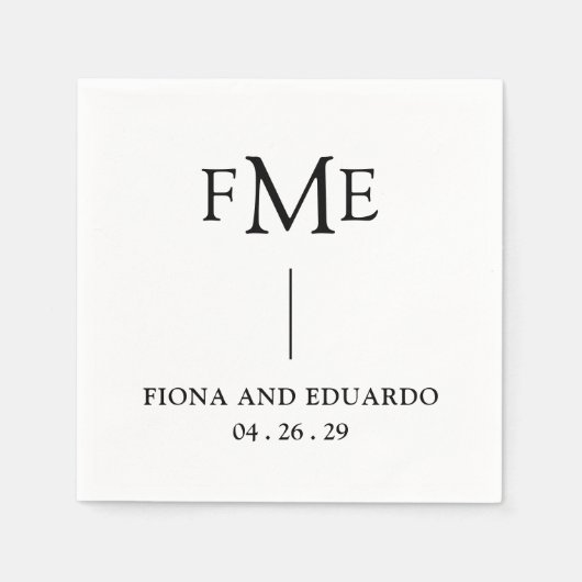 Fiona Black and White Bold Monogram Modern Wedding Serviette (Vorderseite)