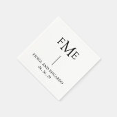 Fiona Black and White Bold Monogram Modern Wedding Serviette (Ecke)