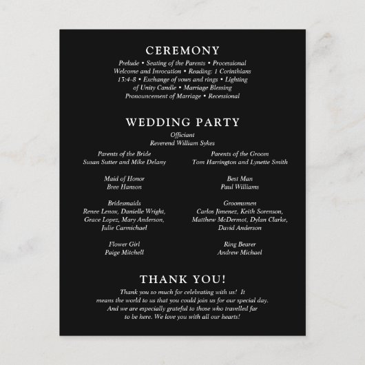 Fiona Black Bold Monogram Modern Wedding (Rückseite)