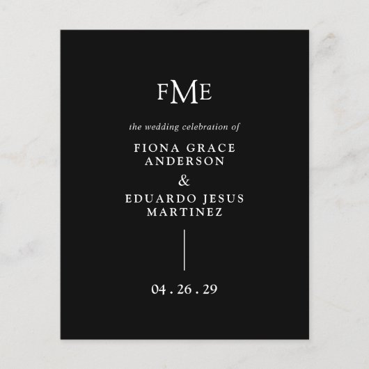 Fiona Black Bold Monogram Modern Wedding (Vorderseite)