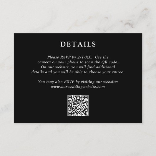 Fiona Black Bold Monogram Modern Wedding Begleitkarte (Vorderseite)