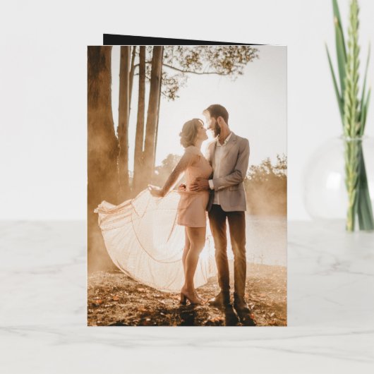 Fiona Black Bold Monogram Modern Wedding Einladung (Rückseite)