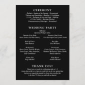 Fiona Black Bold Monogram Modern Wedding Programm (Rückseite)