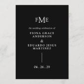 Fiona Black Bold Monogram Modern Wedding Programm (Vorderseite)