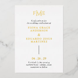 Fiona Bold Monogram Modern Wedding Folieneinladung