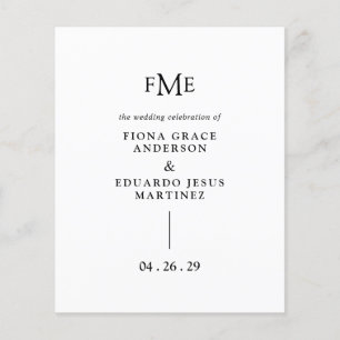 Fiona Bold Monogramm Hochzeitsprogramm