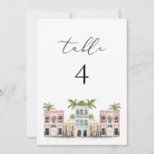 FIONA Charleston Rainbow Row Table Number Card Einladung (Vorderseite)