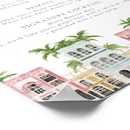 FIONA Charleston SC Rainbow Row Bar Menu Signatur Poster (Ecke)