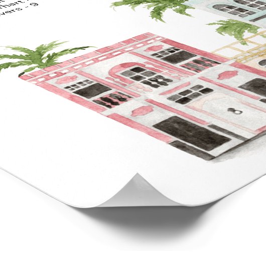 FIONA Charleston SC Rainbow Row Chart Poster (Ecke)