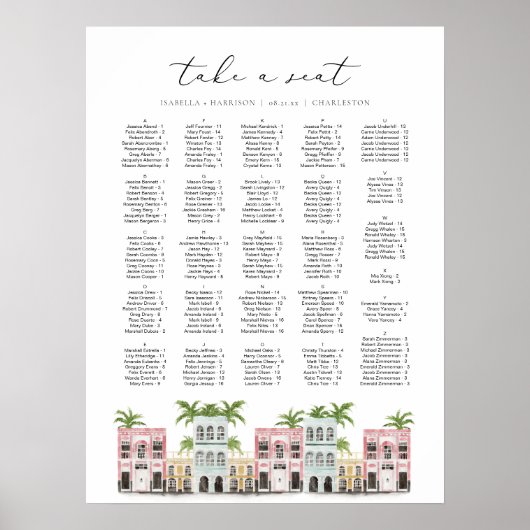 FIONA Charleston SC Rainbow Row Chart Poster (Vorne)