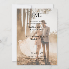 Fiona Foto Bold Monogram Modern Wedding Einladung