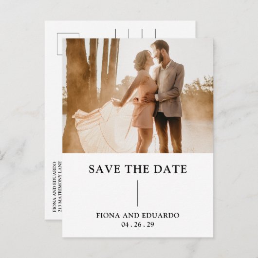 Fiona Foto Bold Monogram Modern Wedding Postkarte (Vorne/Hinten)