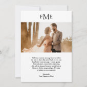 Fiona Foto Bold Monogram Modern Wedding Save The Date (Rückseite)