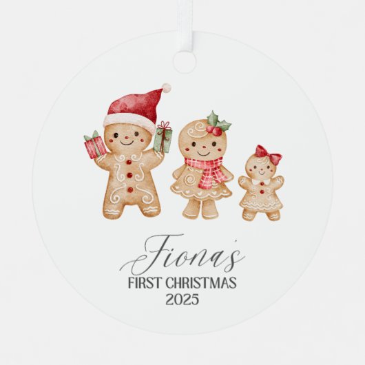Fiona Personalized Baby's First Christmas Ornament Aus Metall (Vorderseite)