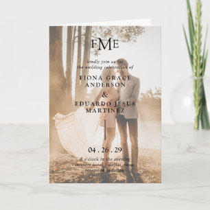 Fiona Photo Bold Monogram Moderne Hochzeit Einladung