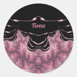 FIONA ~ Schwarz und Rosa ~  Runder Aufkleber