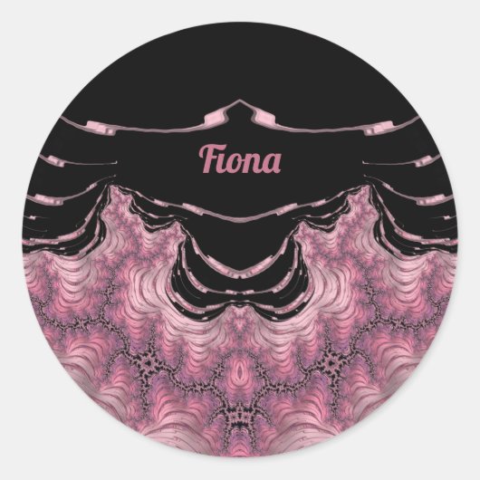 FIONA ~ Schwarz und Rosa ~ Runder Aufkleber (Vorderseite)