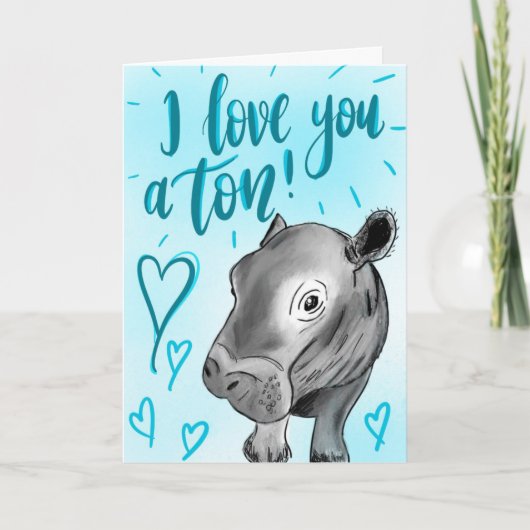 Fiona the Hippo Valentines Card Feiertagskarte (Vorderseite)
