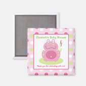 Fiona the Pink Frog Square Gevor Magnet (Vorderseite/Rückseite)