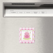 Fiona the Pink Frog Square Gevor Magnet (In Situ (Geschirrspüler))