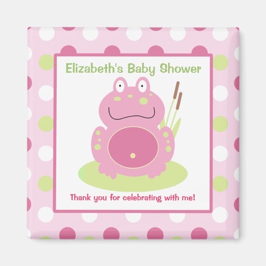 Fiona the Pink Frog Square Gevor Magnet (Vorne)