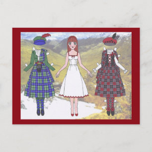 Fionna of Scotland Paper Doll Postcard Postkarte