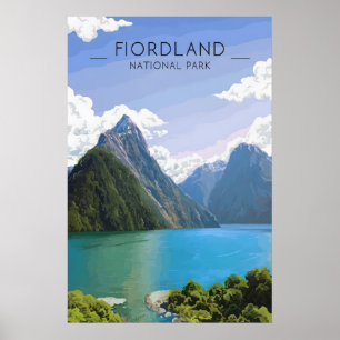 Fiordland Nationalpark Neuseeland Reiseplakat Poster