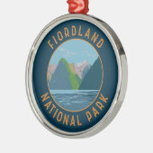 Fiordland Nationalpark Neuseeland Retro Circle Ornament Aus Metall (Links)