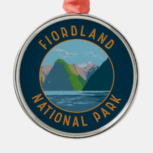 Fiordland Nationalpark Neuseeland Retro Circle Ornament Aus Metall
