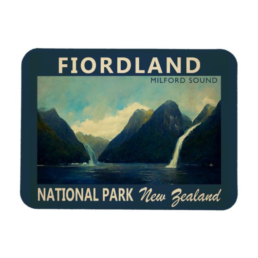 Fiordland Nationalpark Neuseeland Wasserfarbe Magnet (Horizontal)