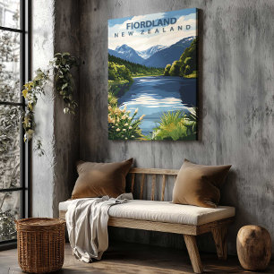 Fiordland Neuseeland Reiseplakat Leinwandkunst Leinwanddruck