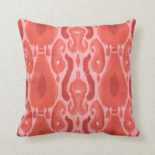 Fiore Ikat Print Throw Kissen, Korallenbraun Rot Kissen