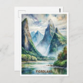 Fiorland Nationalpark Neuseeland Wasserfarbe Postkarte (Vorne/Hinten)
