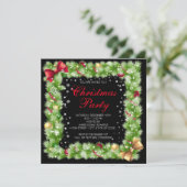 Fir Bough Ornament Snowflake Weihnachtsfest Party Einladung (Stehend Vorderseite)