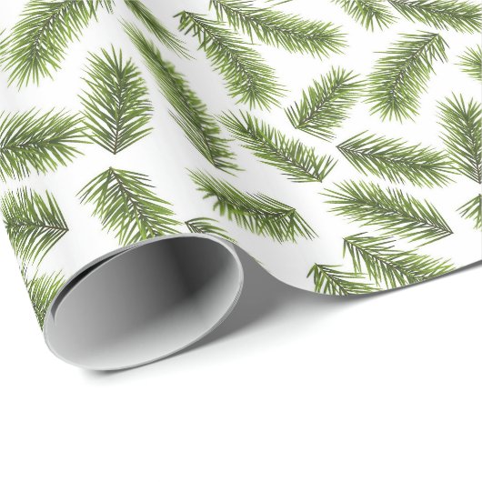 Fir Branch Pattern Weihnachten Geschenkpapier (Rolleneckpunkt)