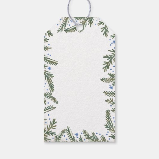 Fir Branches Happy Ferien Geschenkanhänger (Rückseite)