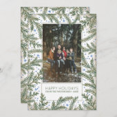 Fir Branches Happy Holidays Foto Feiertagskarte (Vorne/Hinten)