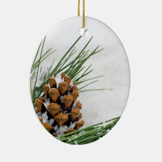 Fir Cone mit Schneeflocken Runde Weihnachtsschmuck (Rechts)