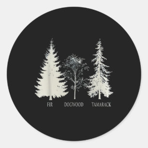 Fir Dogwood Tamarack Vintager Baum Runder Aufkleber