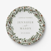 Fir Pine Cones Wreath Weihnachtsfeier Pappteller (Vorderseite)