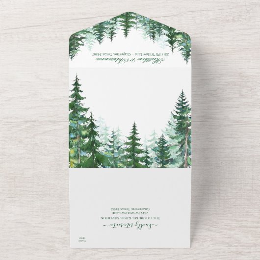 Fir Tree All in one Wedding Invite Einladung (Außenbereich)