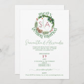 Fir Tree & Holly Wreath Weihnachtsfeiertage Einladung (Vorne/Hinten)