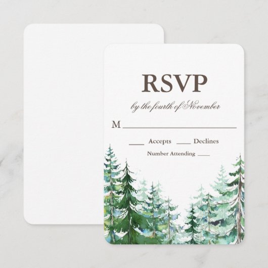 Fir Tree Rustic Wedding RSVP Karte (Vorne/Hinten)