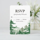 Fir Tree Rustic Wedding RSVP Karte (Stehend Vorderseite)