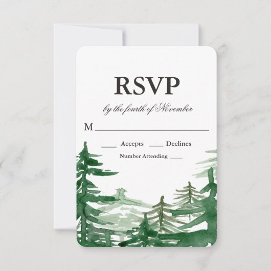 Fir Tree Rustic Wedding RSVP Karte (Vorderseite)