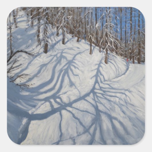 Fir Tree Shadows Tignes 2009 Quadratischer Aufkleber (Vorderseite)